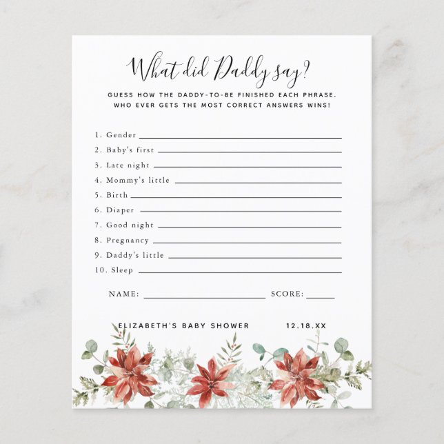 パパは何て言ったの？ |赤ちゃんシャワーゲーム (正面)