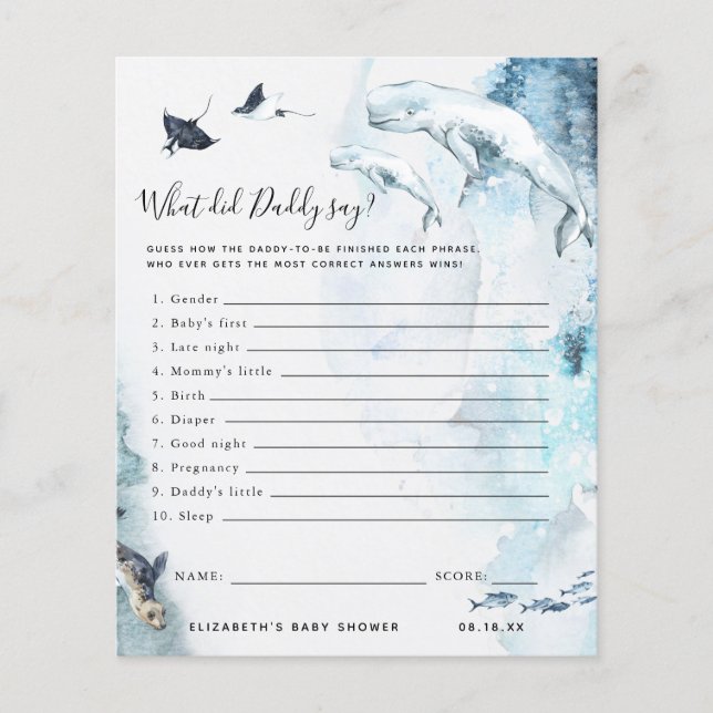 パパは何て言ったの？ |赤ちゃんシャワーゲーム (正面)