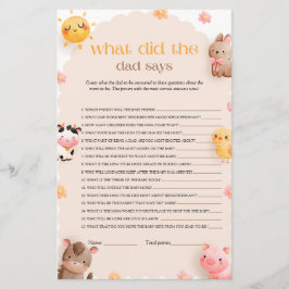 パパは何と言った農場動物の赤ちゃんシャワーゲーム