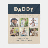 パパは単に最高の写真コラージュパーソナライズされた フリースブランケット (正面)