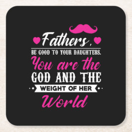 パパは彼女の世界の重さを贈る スクエアペーパーコースター