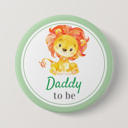 パパは新しいパパになる男の赤ちゃんシャワージャングルサファリ 缶バッジ (正面)