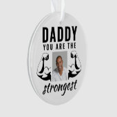 パパは最も強い父おもしろいの写真 オーナメント (正面)