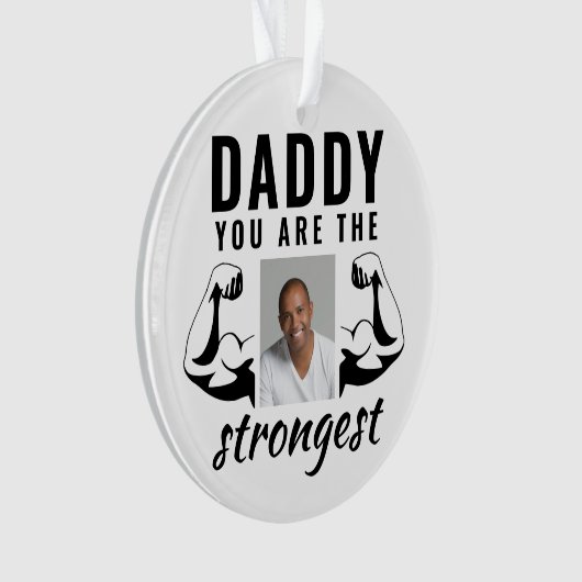 パパは最も強い父おもしろいの写真 オーナメント (正面)
