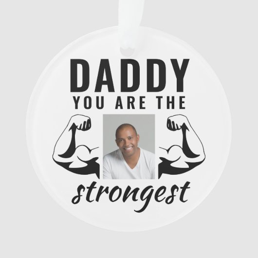 パパは最も強い父おもしろいの写真 オーナメント (正面)
