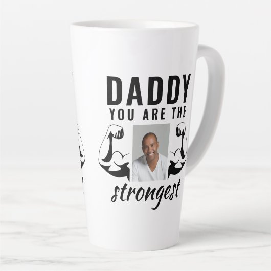 パパは最も強い父おもしろいの写真 カフェラテマグ (右アングル)