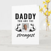 パパは最も強い父おもしろいの写真 カード (黄色い花)