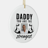 パパは最も強い父おもしろいの写真 セラミックオーナメント (右)