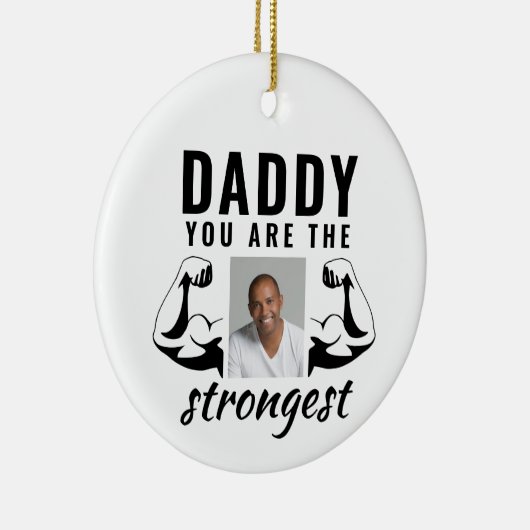 パパは最も強い父おもしろいの写真 セラミックオーナメント (右)