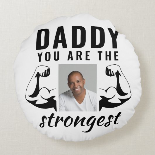 パパは最も強い父おもしろいの写真 ラウンドクッション (裏面)