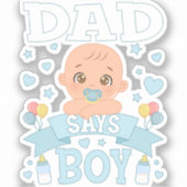 パパは男の子の妊娠ピンクまたは青のビニールと言う シール (正面)