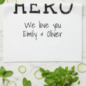 パパは私たちのヒーローシンプルタイポグラフィB&W キッチンタオル (折り畳み)