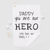 パパは私たちのヒーローシンプルタイポグラフィB&W ゴルフタオル (インサイチュ)