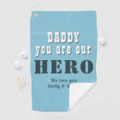 パパは私たちのヒーロータイポグラフィ父の日ゴル ゴルフタオル (インサイチュ)