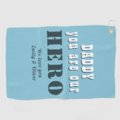 パパは私たちのヒーロータイポグラフィ父の日ゴル ゴルフタオル (横)