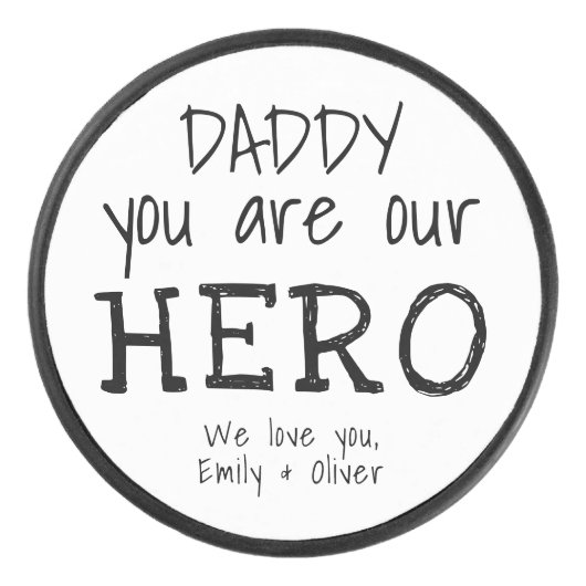 パパは私たちのヒーロータイポグラフィ父の日 アイスホッケーパック (正面)