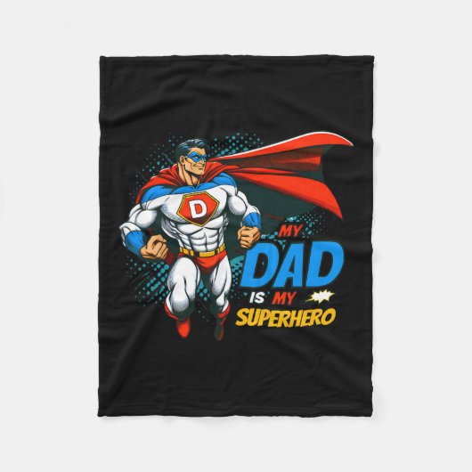 パパは私のスーパーヒーロクールキッズファーデー漫画L フリースブランケット (正面)