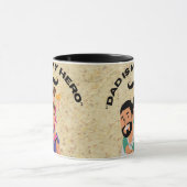 「パパは私のヒーローだ」父の日のマグカップ マグカップ (中央)