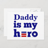 パパは私のヒーロー愛国的な赤と青 ポストカード (正面/裏面)