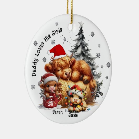 パパは自分の子供を愛している(男の子、女の子)オーナメント セラミックオーナメント (右)