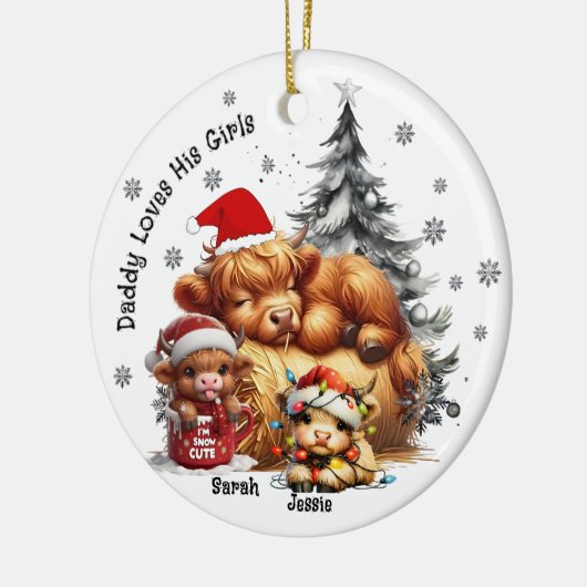 パパは自分の子供を愛している(男の子、女の子)オーナメント セラミックオーナメント (左)