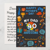 パパは40歳でもまだまだかっこいい！お父さんの日のプレゼント 招待状 (正面/裏面)