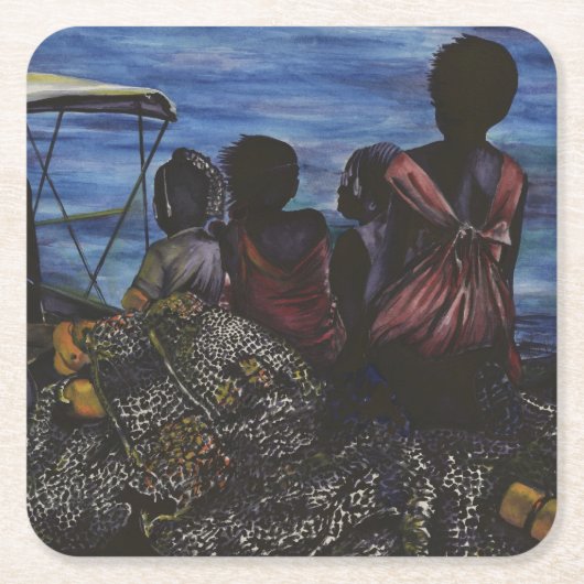 パパは?バハマ島 スクエアペーパーコースター (正面)