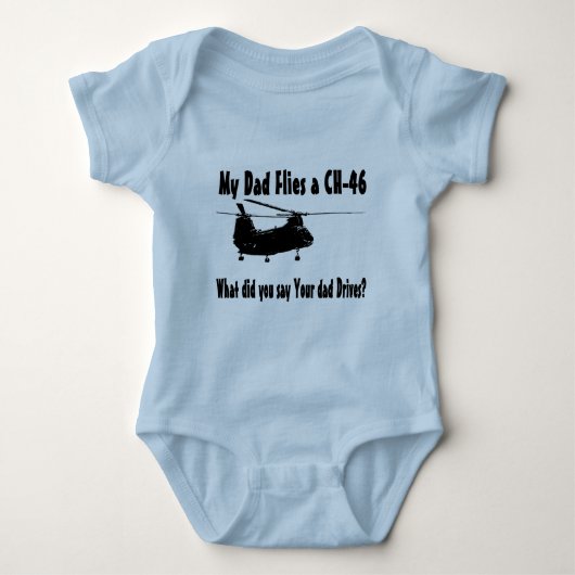 パパはCH 46ヘリコプターを飛行 ベビーボディスーツ (正面)
