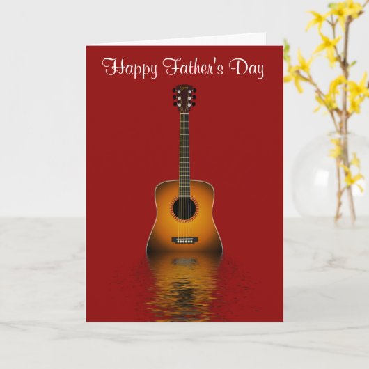 パパへのアコースティックギターとの幸せな父の日 カード (黄色い花)