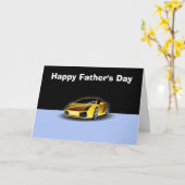 パパへの黄色のレーシングカーとハッピー父の日 カード (黄色い花)