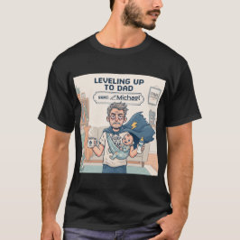 パパへレベルアップ おもしろパパ カスタム コミック Tシャツ