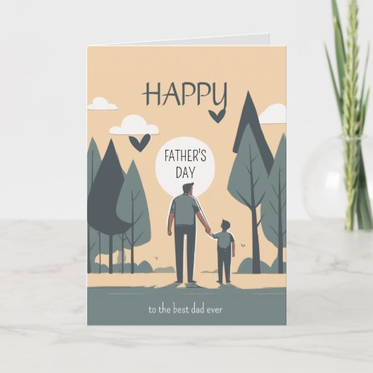 パパへ最高のの挨拶、素敵でおもしろい サンキューカード (正面)