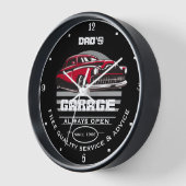 パパまたは任意の名前ガレージスローガンローライダーカー 壁時計 (傾斜)