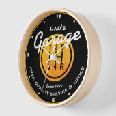 パパまたは任意の名前ガレージ金ゴールドスポーツシフトノブ 壁時計 (傾斜)