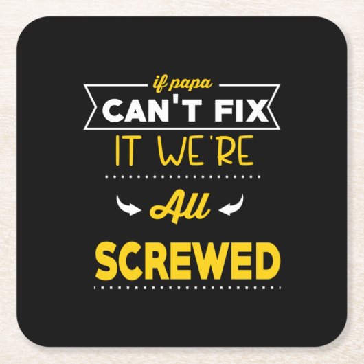 パパもしギフトパパが修正できない スクエアペーパーコースター (正面)