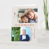 パパを持ってラッキー2写真父の日 カード (正面)