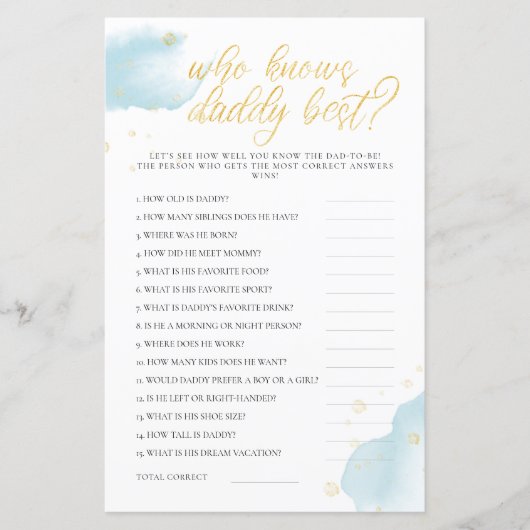 パパを知っている冬の青い赤ちゃんシャワーゲー最高のム (正面)