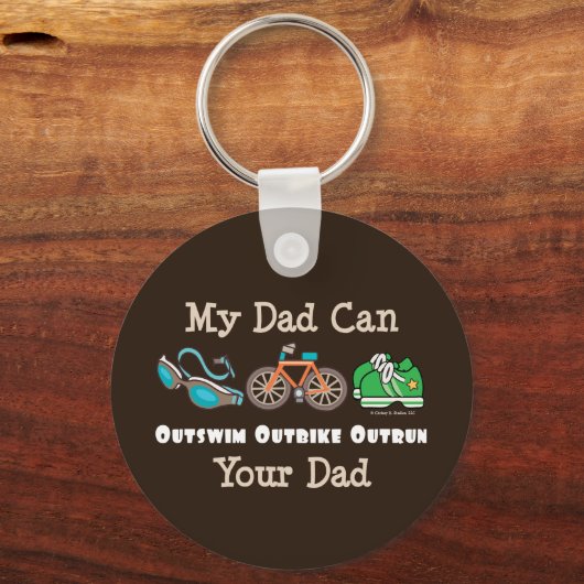パパアウトスイムアウトバイクアウトトゥルントライアスロンのキーチェーン キーホルダー (正面)