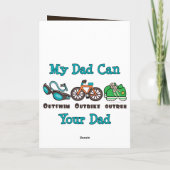 パパアウトスイムアウトバイクアウトトゥルーントライアスロンのグリーティングカード カード (裏面)