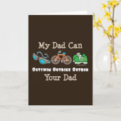 パパアウトスイムアウトバイクアウトトゥルーントライアスロンのグリーティングカード カード (黄色い花)