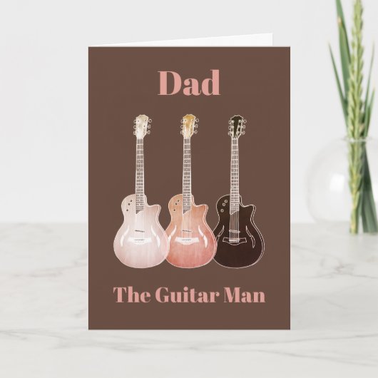 パパアコースティックエレクトリックギター素朴な父の日 カード (正面)