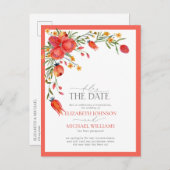 パパイヤとオレンジのフローラの遅延結婚 案内ポストカード (正面/裏面)