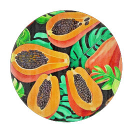 パパイヤと離れパッズフレッシュパターン カッティングボード