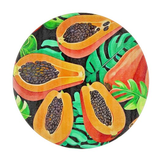 パパイヤと離れパッズフレッシュパターン カッティングボード (正面)