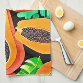 パパイヤと離れパッズフレッシュパターン キッチンタオル (四つ折り)