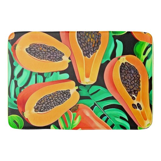 パパイヤと離れパッズフレッシュパターン バスマット (正面)