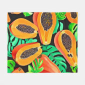 パパイヤと離れパッズフレッシュパターン フリースブランケット (正面(横))