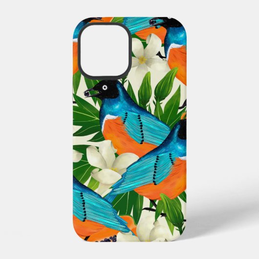 パパイヤの実、葉、花の表面パターン iPhoneケース (裏面)