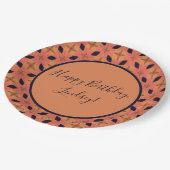 パパイヤオレンジとブラックレトロトロピカルパターン ペーパープレート (アングル)