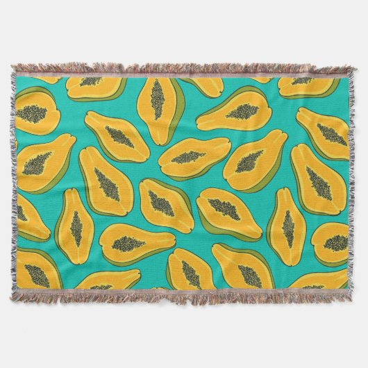 パパイヤスライスターコイズ スローブランケット (正面)